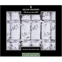 Harvey & Mason Rsw Large Deluxe Christmas Crackers, Silver/White Winter Robin, 6 Piece