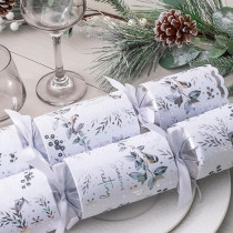 Harvey & Mason Rsw Large Deluxe Christmas Crackers, Silver/White Winter Robin, 6 Piece