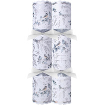 Harvey & Mason Rsw Large Deluxe Christmas Crackers, Silver/White Winter Robin, 6 Piece