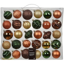 Kaemingk Bauble Polystyrene Shiny, Matt, Glitter, Mix, Dark Mauve And Pomegranate, 7 Cm