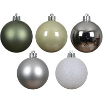 Kaemingk Bauble Shatterproof Shiny, Matt, Glitter, Mix, Green And White, 6 Cm