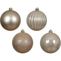 Kaemingk Baubles Shatterproof Shiny, Matt, Glitter, Mould Mix, Pearl, Pack Of 4, 10 Cm