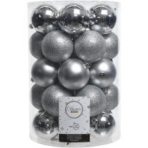 Kaemingk Christmas Bauble Shatterproof, Silver, 8 Cm, Set Of 34