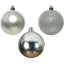 Kaemingk Christmas Bauble Shatterproof, Silver, 8 Cm, Set Of 34