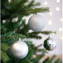 Kaemingk Christmas Bauble Shatterproof, Silver, 8 Cm, Set Of 34