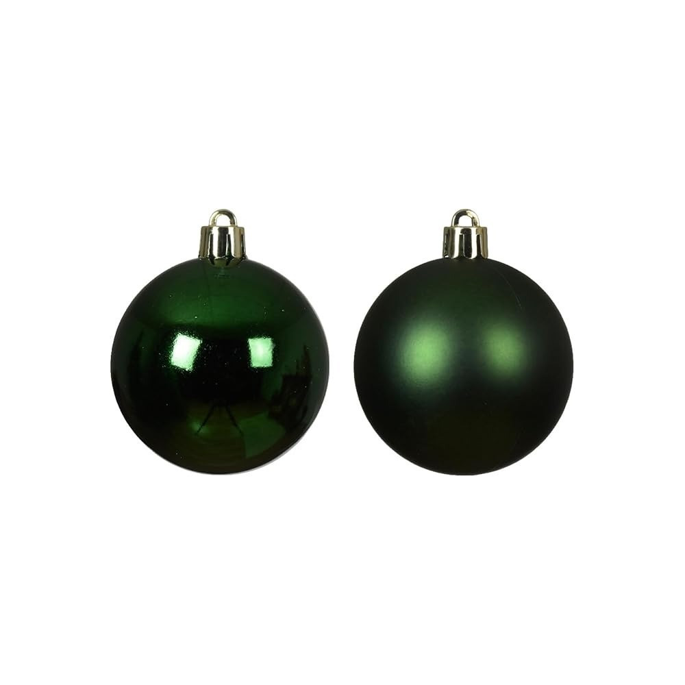 Kaemingk Baubles Shatterproof (Shiny, Matt, Mix) Pine Green, 10Cm