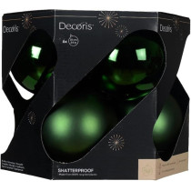 Kaemingk Baubles Shatterproof (Shiny, Matt, Mix) Pine Green, 10Cm