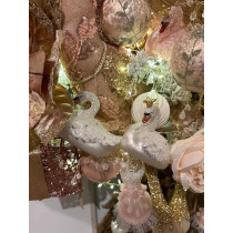 Kaemingk Swan Glass Feather White And Blush Pink, 1 Piece