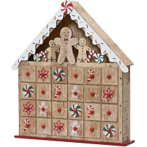 Kaemingk Advent Calendar Plywood House Gingerbread, Brown, 1 Piece