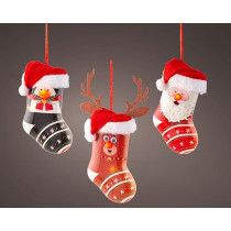 Kaemingk Sock Plastic Flashing Effect Indoor Hanging Decoration, Deer Santa Penguin, Assorted