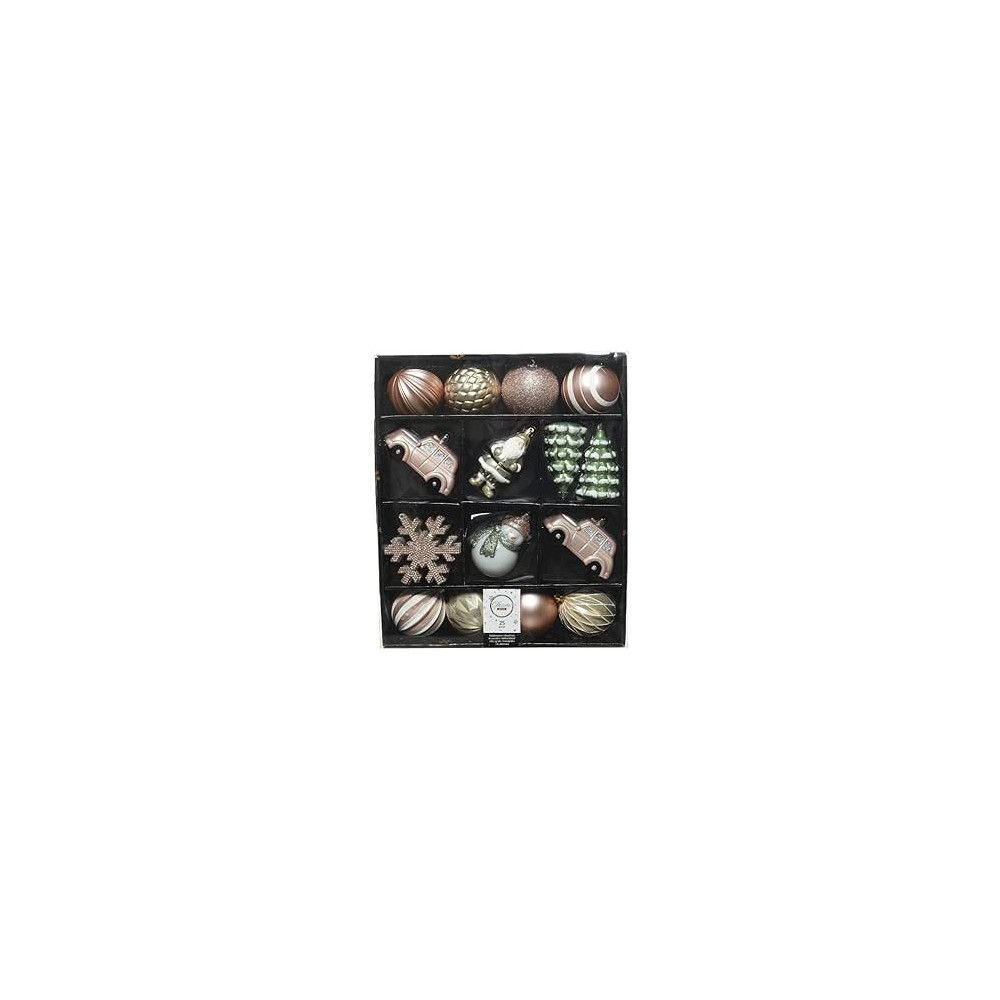 Kaemingk Decoris Christmas Mixbox Shatterproof Matt, Shiny And Glitter Mix Assorted Set 29108