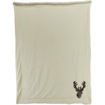 Kaemingk Throw Polyester Flannel Embroidered Faux Fur Deer Head