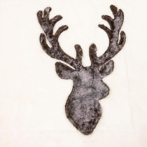 Kaemingk Throw Polyester Flannel Embroidered Faux Fur Deer Head
