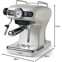 Ariete Classica Espresso Coffee Machine with Manometer and Milk Frother, Auto Shut-off, Cappuccino Maker, Ground Coffee and ESE Pod Compatible, 850W, 15 Bar, ART1389PE