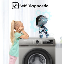 Hisense WFQP8012T 8 Kg Front Load Slim Drum Washing Machine, Inverter Motor 1200 RPM, Quick Wash, Pause And add Function, Allergy Steam Care, Titanium Grey