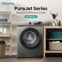 Hisense WFQP8012T 8 Kg Front Load Slim Drum Washing Machine, Inverter Motor 1200 RPM, Quick Wash, Pause And add Function, Allergy Steam Care, Titanium Grey