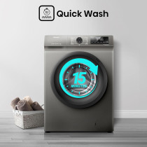 Hisense WFQP8012T 8 Kg Front Load Slim Drum Washing Machine, Inverter Motor 1200 RPM, Quick Wash, Pause And add Function, Allergy Steam Care, Titanium Grey