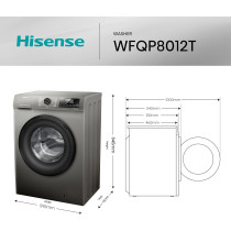 Hisense WFQP8012T 8 Kg Front Load Slim Drum Washing Machine, Inverter Motor 1200 RPM, Quick Wash, Pause And add Function, Allergy Steam Care, Titanium Grey
