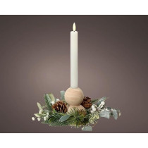 Kaemingk Modern Candleholder Gllitter Wooden Balls Pinecones Eucalyptus, 1 Piece