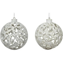 Kaemingk Baubles Shatterproof Antique White Mint Rosemary Green, 9Cm, 1 Piece
