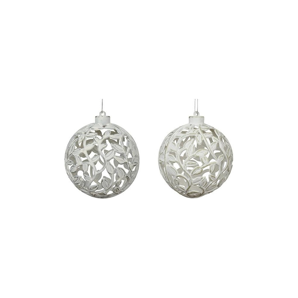 Kaemingk Baubles Shatterproof Antique White Mint Rosemary Green, 9Cm, 1 Piece