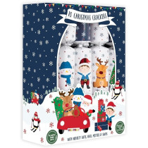 Harvey & Mason 10 Family Eco Christmas Crackers, Blue/White, Santa Friends