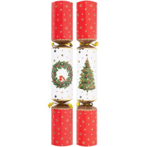 RSW 10 Family Eco Christmas Crackers, Red/White, Tree And Wreath