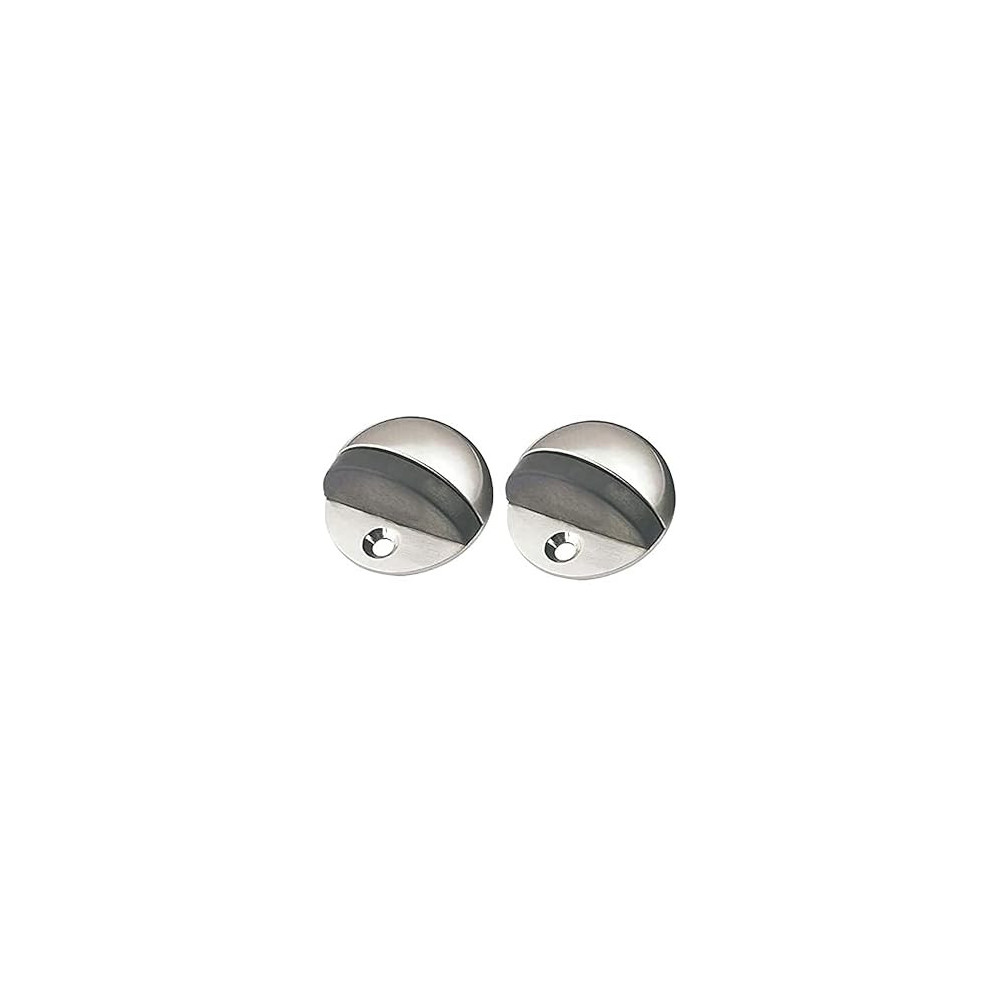 Abbas Ali Stainless Steel Half Round Door Stopper With Rubber Bumper Door Retainer, Pack Of 2