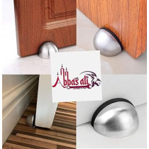 Abbas Ali Stainless Steel Half Round Door Stopper With Rubber Bumper Door Retainer, Pack Of 2