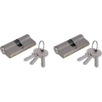 Abbas Ali Wood Door Cylinder 70mm With 3 Keys, Pack Of 2 Pcs