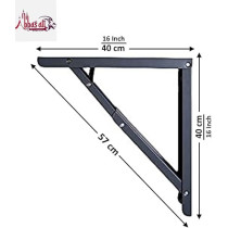 Abbas Ali 16 Inch Heavy Duty Folding Shelf Brackets, 2 Pcs Wall Mounted Collapsible Metal Brackets for Bench, Table, and DIY Projects, Space Saving Design with Screws, Max Load 198 lbs