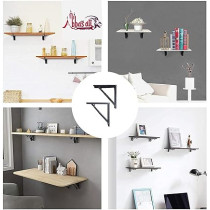 Abbas Ali 16 Inch Heavy Duty Folding Shelf Brackets, 2 Pcs Wall Mounted Collapsible Metal Brackets for Bench, Table, and DIY Projects, Space Saving Design with Screws, Max Load 198 lbs