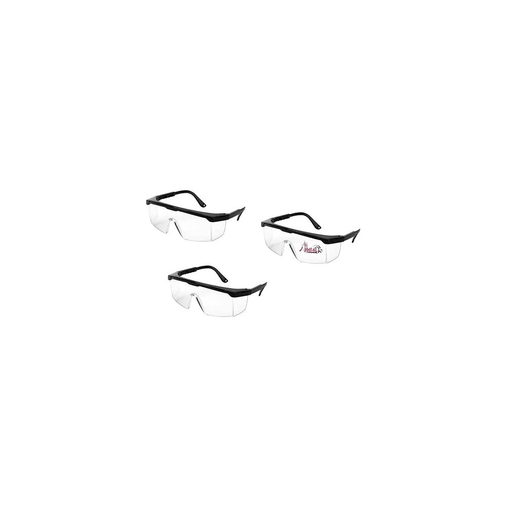 Abbas Ali Anti Scratch, Anti UV Light And Clear Safety Goggles, Pack Of 3 Pcs Protective Eye Wear Personal Equipment Glasses Flank Protection Longer Time Adjustable Temples