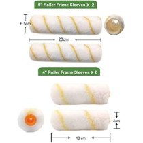 Abbas Ali Paint Roller Set 9Pc-For Walls And Ceilings, Paint Pads, Paint Tray, Brush, Scraper, Mini Rollers For Painting, Paint Sleeves