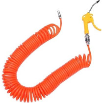 Abbas Ali Air Compressor Accessory Kit Coil Nylon Hose Blow Gun 8 x 5mm 15m For Compressor Adjustable Air Flow And Extended Nozzle, Orange