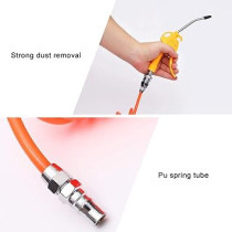 Abbas Ali Air Compressor Accessory Kit Coil Nylon Hose Blow Gun 8 x 5mm 15m For Compressor Adjustable Air Flow And Extended Nozzle, Orange
