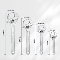 Abbas Ali Carbon Steel Adjustable Wrench, Extra Wide Jaw Opening, Heat Treated Chrome Plated Drop Forged With Dotted Glove 1 Pair, 12 Inch