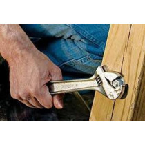 Abbas Ali Carbon Steel Adjustable Wrench, Extra Wide Jaw Opening, Heat Treated Chrome Plated Drop Forged With Dotted Glove 1 Pair, 12 Inch