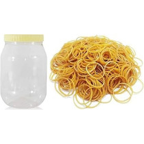 Abbas Ali 200 Pcs Elastic Rubber Band With Plastic Jar, 5cm 2 Inch, Yellow