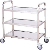 Abbas Ali Three Tier Stainless Steel Dining Service Cart Trolley