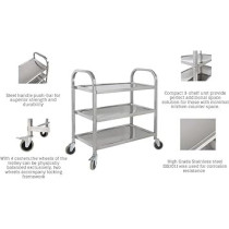 Abbas Ali Three Tier Stainless Steel Dining Service Cart Trolley