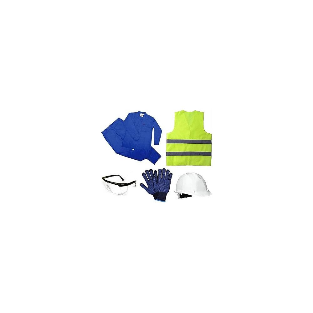 Abbas Ali Twill Cotton Safety Paint Shirt For Construction, Garage, Factories Etc With Helmet, Googles, Safety Jacket And Gloves, 4XL