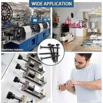 Abbas Ali Dry Wall Gypsum Screw, Hardened Carbon Steel, Black With Nylon Plug 6mm 100Pcs In Plastic Jar With Screwdriver And Gloves 6mm x 2Inch