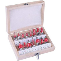 Generic Carpenter Carbide Router Drill Bit Set, 1/2In Shank, 15 Pieces, 12.7mm