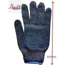 Abbas Ali Blue Dotted Double Sided Cotton Hand Gloves For Industrial And Indore, 24pcs