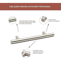 Abbas Ali Stainless Steel Kitchen Cabinet Drawer T-Bar Cabinet And Furniture Pull Cabinet Door Handles And 15.5 X Hole Size 9.6 Cm, Pack Of 5