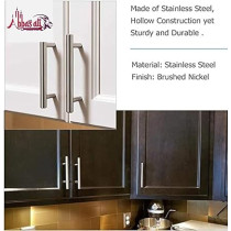Abbas Ali Stainless Steel Kitchen Cabinet Drawer T-Bar Cabinet And Furniture Pull Cabinet Door Handles And 15.5 X Hole Size 9.6 Cm, Pack Of 5