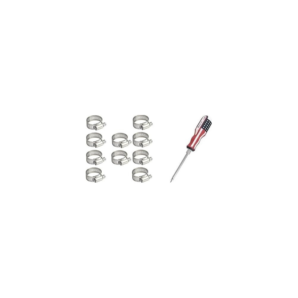 Abbas Ali 10Pcs Gi Hose Clips Adjustable Worm Drive Pipe Clamps For Securing Hose Connections For Household Gas Lines, Water Pipes, Industrial Hoses, Oil Pipes Etc With 1Pc Screwdriver Free, 16 to 22mm