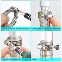 Abbas Ali 10Pcs Gi Hose Clips Adjustable Worm Drive Pipe Clamps For Securing Hose Connections For Household Gas Lines, Water Pipes, Industrial Hoses, Oil Pipes Etc With 1Pc Screwdriver Free, 16 to 22mm