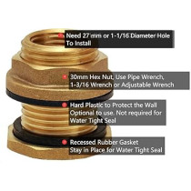 Abbas Ali Solid Brass Bulkhead Tank Fitting Brf 68-75A, 3Inch